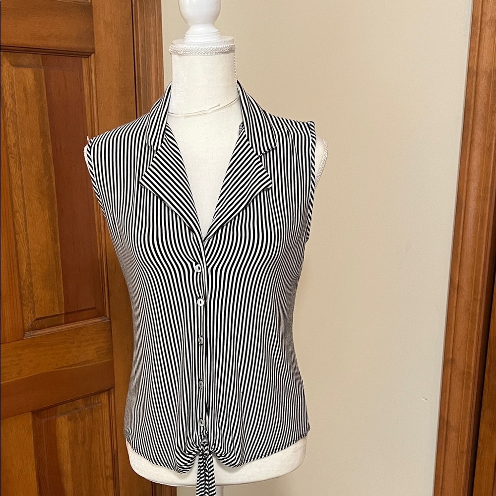 Black & White Tie Blouse